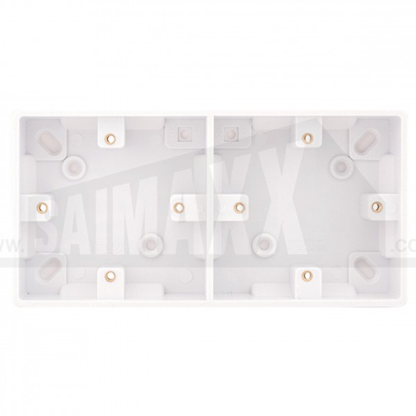 SMOOTH EDGE Surface Pattress 2x1 gang 25mm Deep DUAL White Plastic