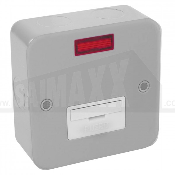 LGA METAL CLAD 13 Amp UNSWITCHED Fused Connection Unit With Neon and Back Box