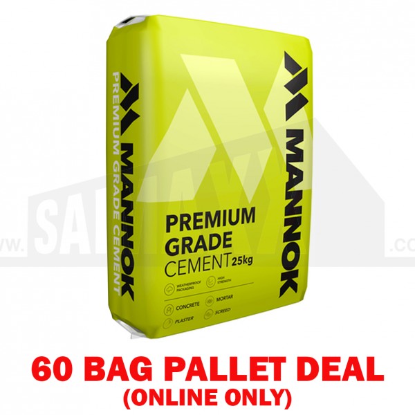 Mannok Premium Grade Cement 25Kg in Plastic Bag >> 60 BAG PALLET DEAL <<