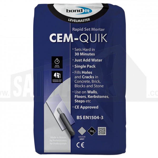 Bond-it Cem-Quik Repair Mortar 3Kg Bag Grey