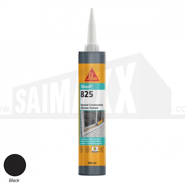 Sikasil 825 Neutral Construction Silicone Sealant 380ml Black