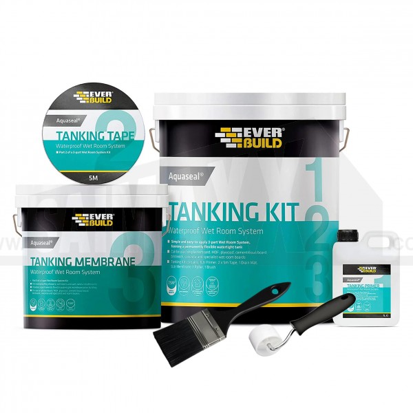 Everbuild Aquaseal Waterproof Wet Room Tanking Kit LARGE SIZE Covers 7.5m2