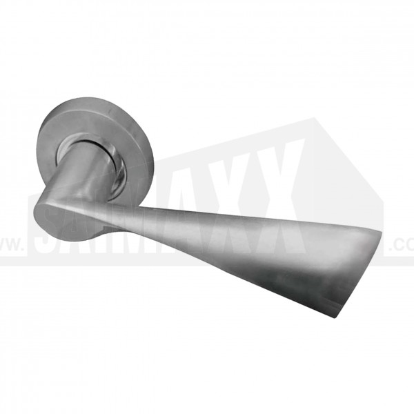 Lever on Rose Handles Door Pair - Comet SATIN CHROME finish