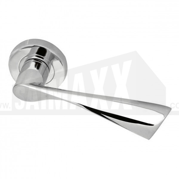 Lever on Rose Door Handles Pair Comet POLISHED CHROME Finish TRADE BOXED