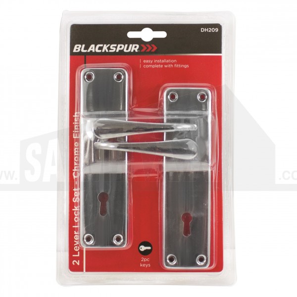 Blackspur 2 Lever LOCKING Handle Set Chrome Finish - Comes with 2 Keys