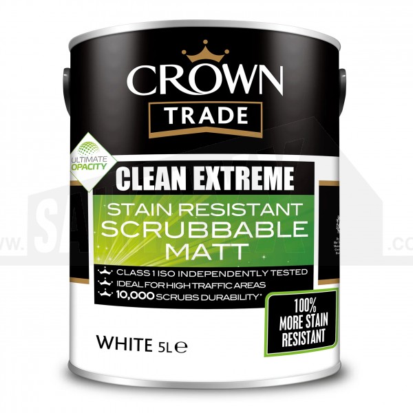 Crown Clean Extreme Stain Resistant Scrubbable Matt WHITE 5L