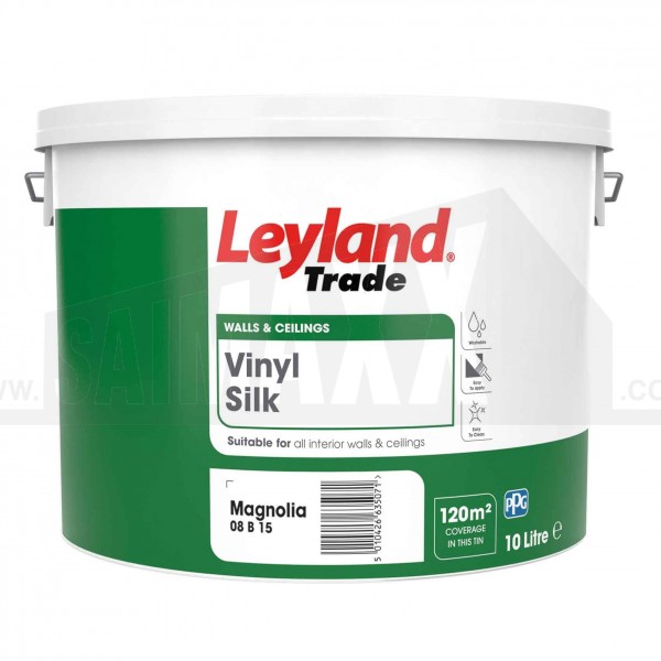 Leyland Trade Vinyl Silk Emulsion Paint Magnolia 10 Litre