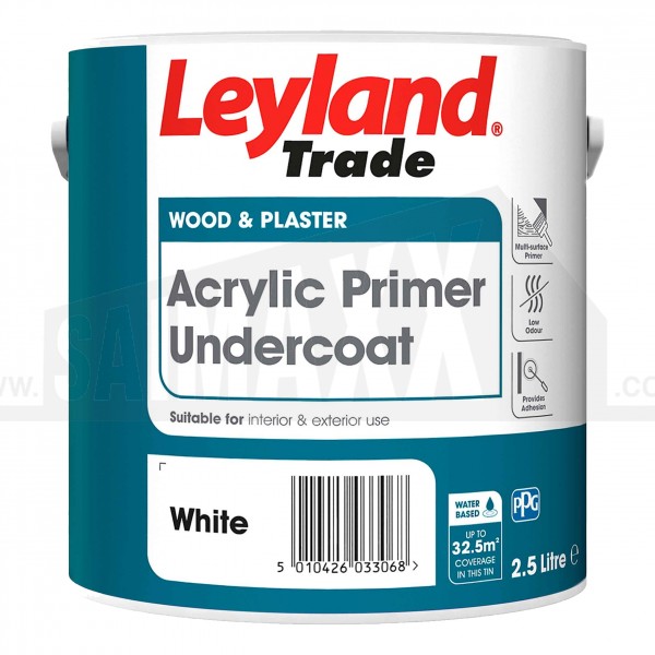 Leyland QUICK DRYING Acrylic Primer Undercoat Paint White 2.5 Litre