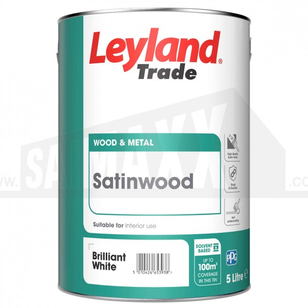 Leyland Satinwood Paint Pure Brilliant White 5 Litre
