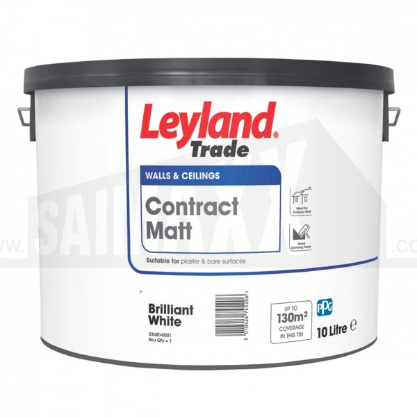 Leyland Trade Contract Matt Emulsion Paint Brilliant White 10 Litre