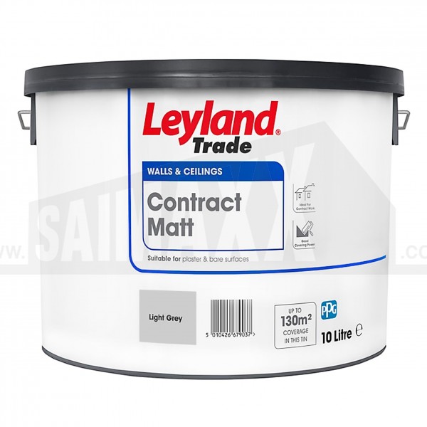 Leyland Trade Contract Matt Emulsion Paint Light Grey 10 Litre