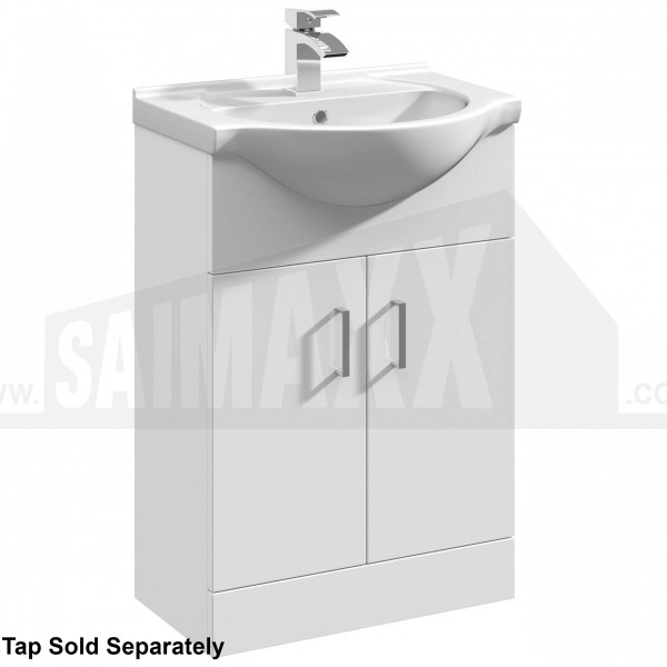 Mayford Vanity Unit 550mm 2 Door Free Standing Gloss WHITE
