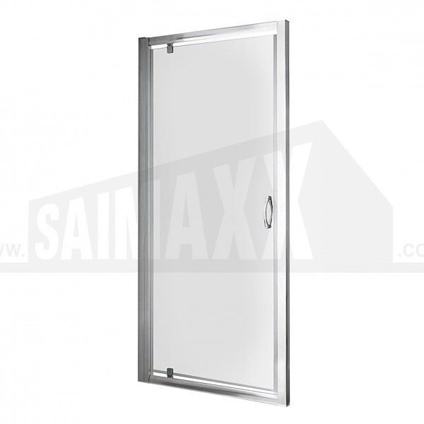 Ella Satin Chrome Finish Clear 5mm Glass PIVOT Shower Door 760mm