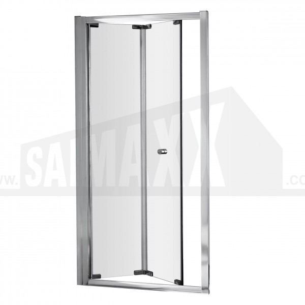 Ella Satin Chrome Finish Clear 5mm Glass BI-FOLD Shower Door 760mm