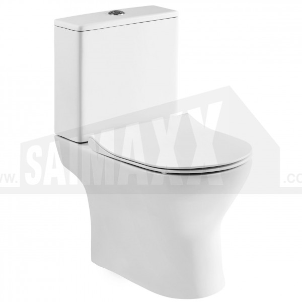 Freya Rimless Close Coupled Push Button Toilet with Soft Close Seat
