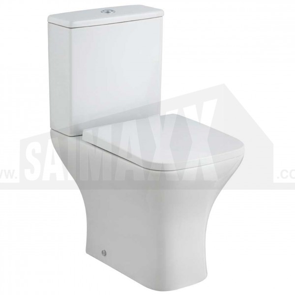 Ava Rimless Close Coupled Push Button Toilet with Soft Close Seat