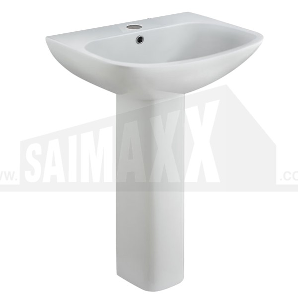 Ava 545mm Hand Basin One Taphole (1TH) with Long Pedestal Set