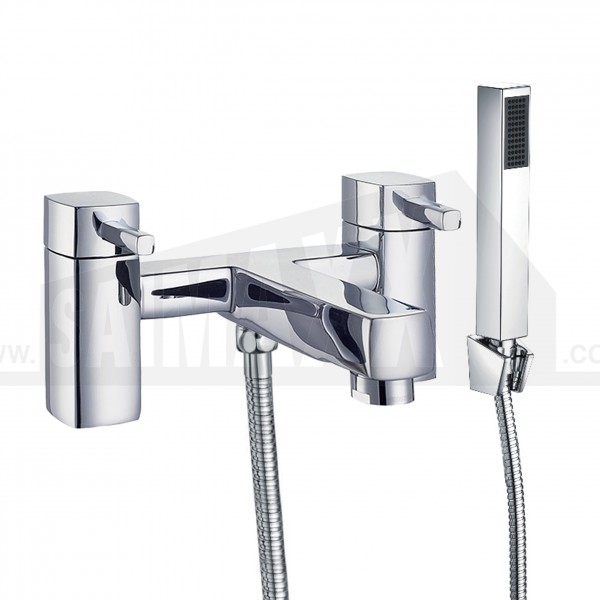 Loui Bath Shower Mixer c/w Shower Hose, Head & Bracket Chrome