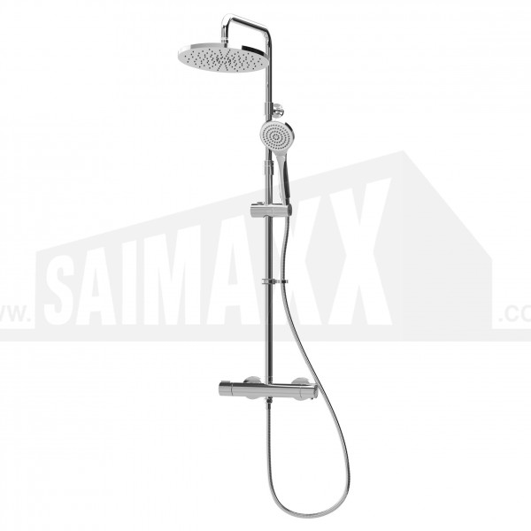 Enzo Dual Outlet Thermostatic Bar Shower Mixer w/ Riser Rail & Overhead Shower