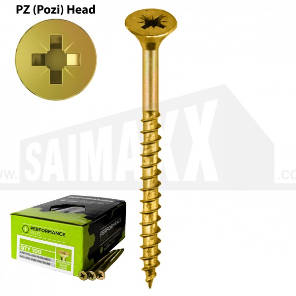 Performance Plus Gold Finish Woodscrews 6.00 x 240mm 100pc Box