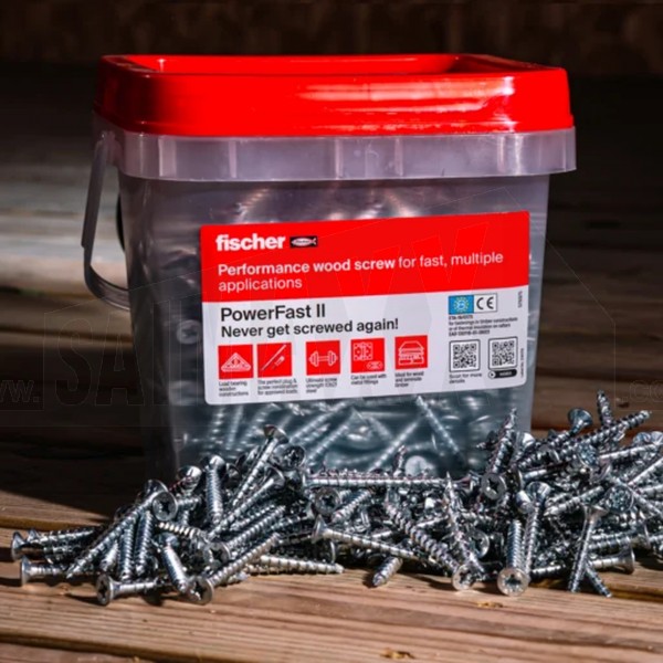 Fischer Power Fast II Screws Bucket (Pozi Countersunk Head)