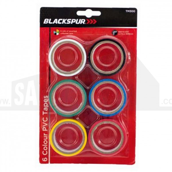Blackspur 6 Colour PVC Insulation Tapes Rolls 18mm x 2.7m