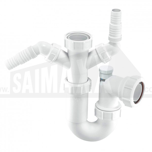 McAlpine Sink Trap 1.5" with 2 x Appliance Inlet Adjustable Anti Syphon WM15V