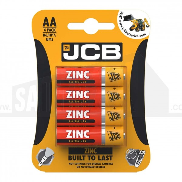 JCB Zinc 1.5v Batteries 4pc AA