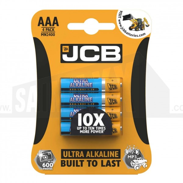 JCB Ultra Alkaline 1.5v Batteries 4pc AAA