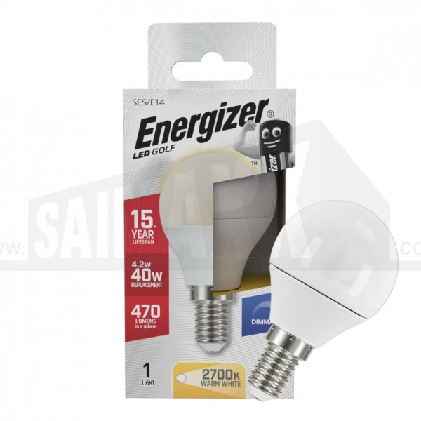 Energizer LED Golf Bulb E14 (SES Small Screw) WARM WHITE 4.2w (Dimmable)
