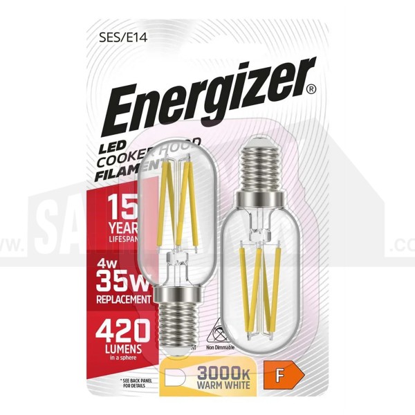 Energizer LED COOKER HOOD Filament SES/E14 Bulbs Warm White 2pk