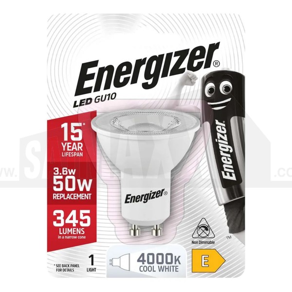 Energizer LED GU10 Bulb COOL WHITE 4.6w=50w DIMMABLE