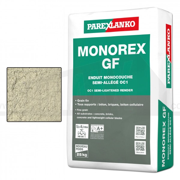 Parex MONOREX GF One Coat Through Coloured Render 25kg Bag G20 Off White