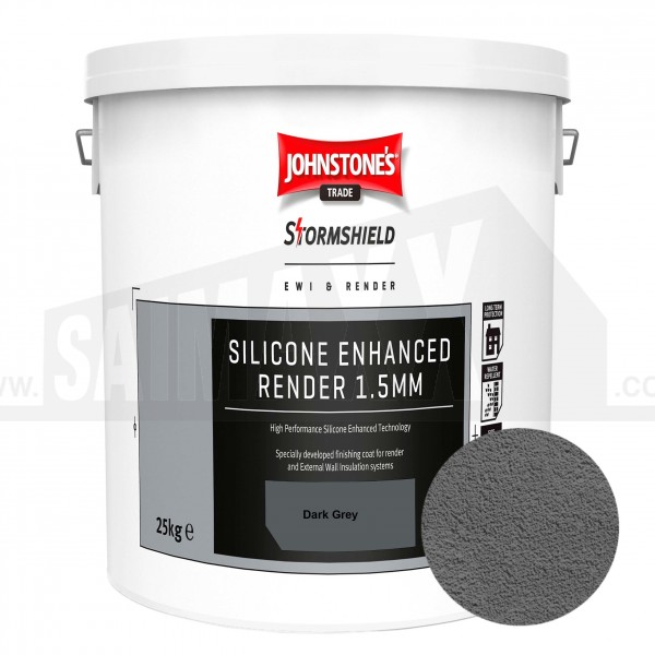 Johnstone's Stormshield Silicone Enhanced Render 1.5mm 25kg Tub - DARK GREY