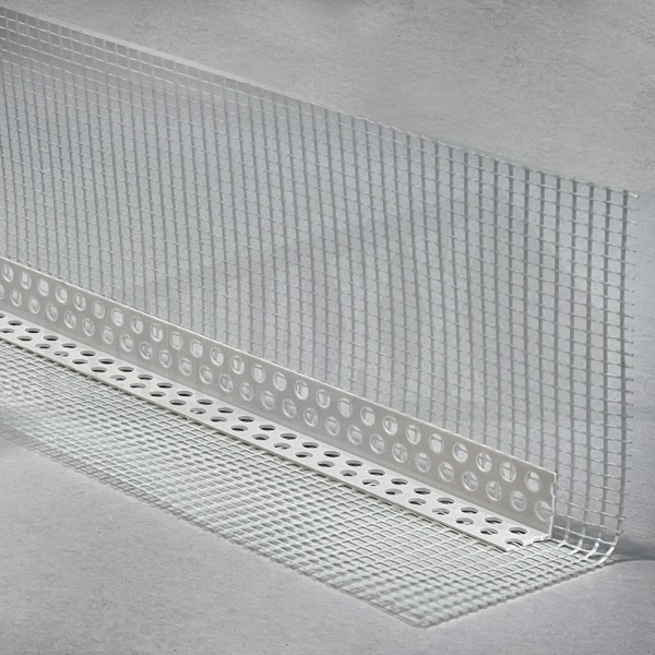 PVC PLASTIC THIN COAT Corner Bead With Mesh 100 x 100mm 2.5m