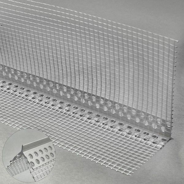 PVC PLASTIC Render 6mm Corner Bead Extended Arris Mesh 80 x 120 2.5m