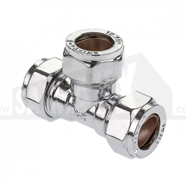 Compression CHROME PLATED 15mm Equal Tee