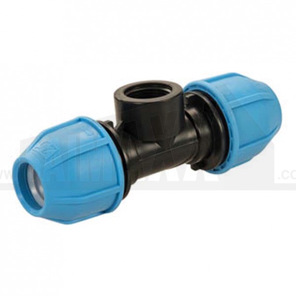 Blue MDPE Compression 25mm x 3/4" Female Threaded Tee