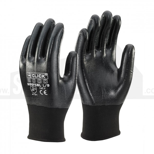 Click BLACK Nitrile Full Dip Gloves L/9 LARGE