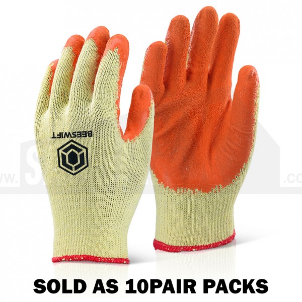 Beeswift Orange Economy Grip Gloves Pair XL/10 EXTRA LARGE - 10 Pair Pack