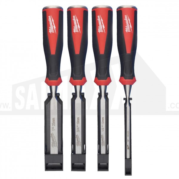 Milwaukee Bevelled Edge Wood Chisel Set 4pc