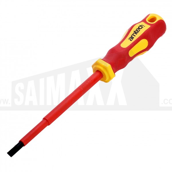 Amtech 5" (125mm x 5.5mm) Insulated Soft Grip Screwdriver (SLOTTED) VDE 1000v