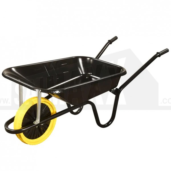 Walsall Contractor Black Steel Wheelbarrow with Puncture Proof Wheel 85L