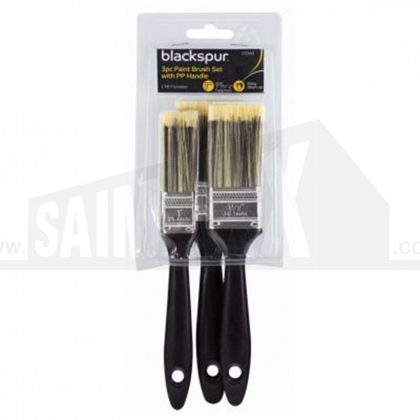 Blackspur 3pc Paint Brush Set with Plastic (PP) Handles