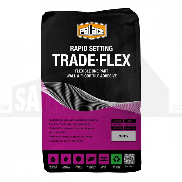 Palace Trade Flex One Part Flexible Rapid Set Tile Adhesive GREY 20kg