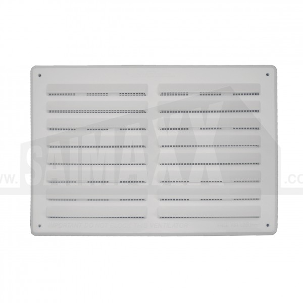 White Plastic Louvre Ventilator with Fly Screen 9x3"