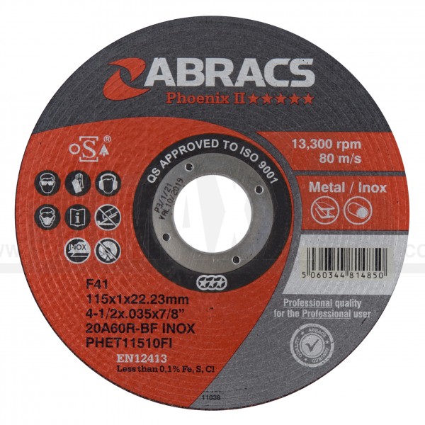 Abracs Phoenix Extra Thin Grinder Cutting Disc 115mm x 1.0mm x 22mm