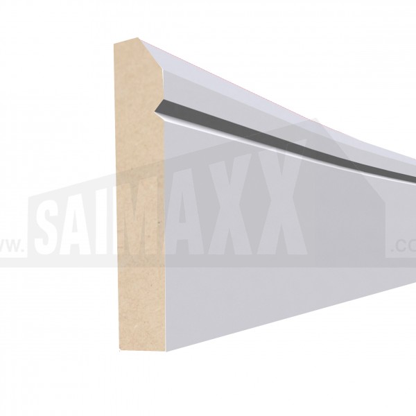 18 x 119mm (4.2m) Chamfered & Single V-Grooved Skirting White MDF Per Piece