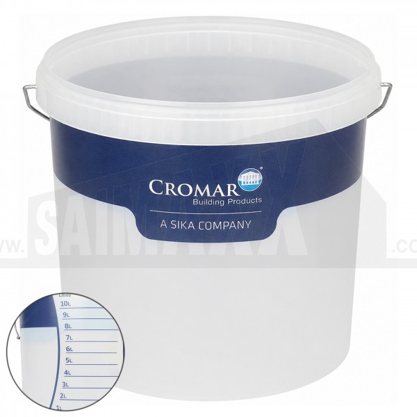Cromar PRO GRP Empty Mixing Bucket 12.5L Plastic WITH MEASUREMENTS
