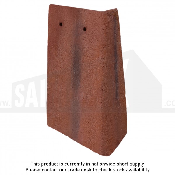 Marley Plain Concrete Roof Tile 90deg Angle LEFT Hand Old English Red (Smooth)